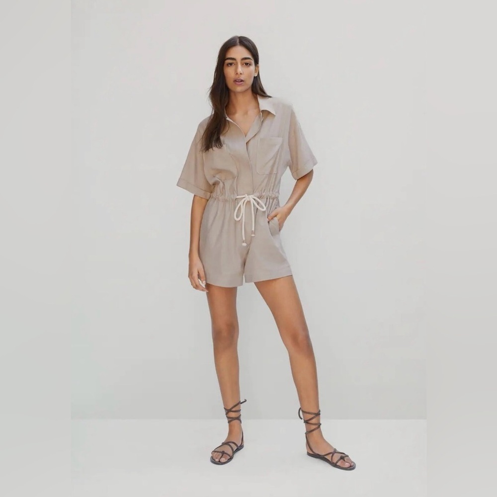 Mango Beige Short-Sleeve Romper - Picture 2 of 15
